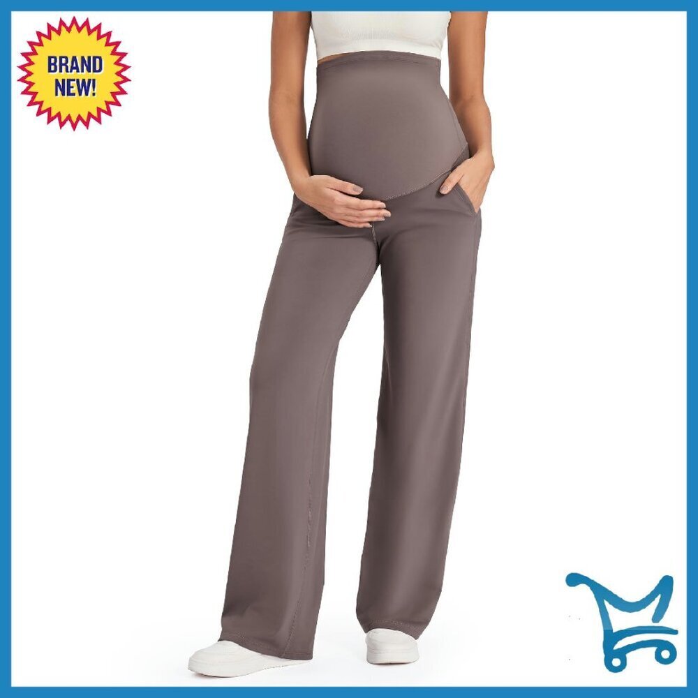 Maternity Yoga Pants Over Belly Stretchy Wide Leg with Pockets
